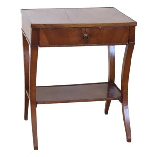 Antique Walnut Side Table with One Drawer, 1800s For Sale