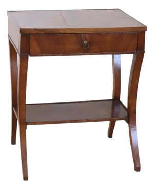 Antique Walnut Side Table with One Drawer, 1800s