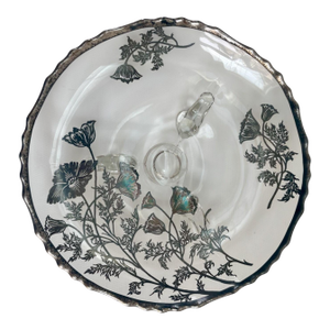 Elegant Vintage Sterling Silver Overlay Footed Serving Dish