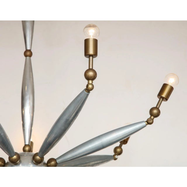Mid-Century Italian Articulated Chrome and Brass Chandelier For Sale - Image 9 of 11