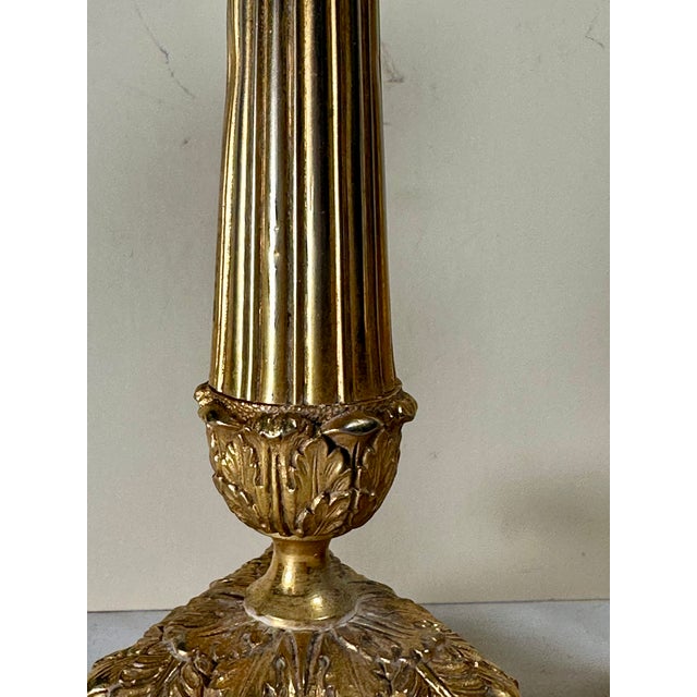 Antique Pair French Neoclassical Ormolu Bronze Candlesticks For Sale - Image 4 of 12