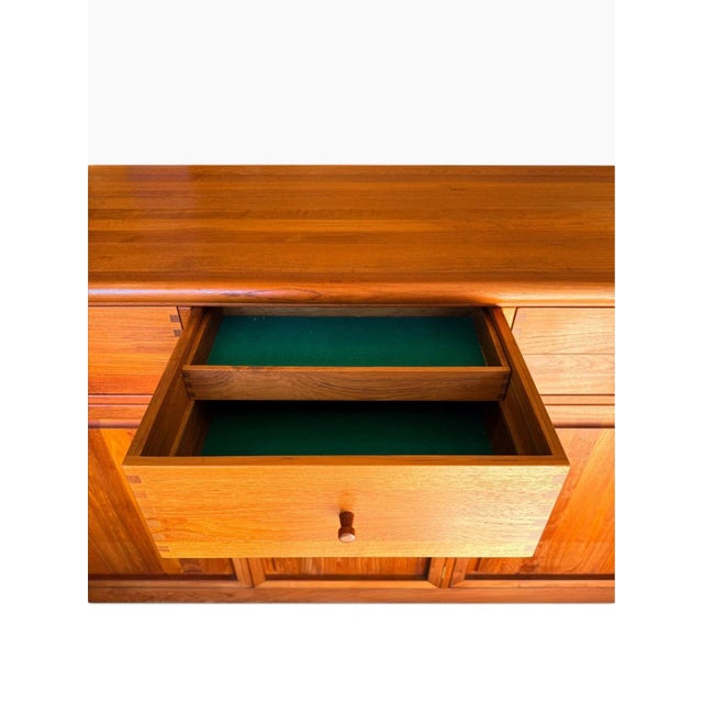 Mid-Century Danish Solid Teak Sideboard Credenza Attributed to Nissen & Gehl For Sale - Image 9 of 17
