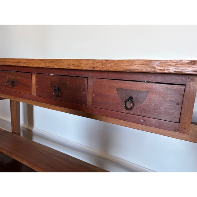 Mango Wood Console With Three Drawers For Sale - Image 4 of 7