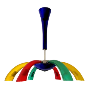 Barovier & Toso Murano Inspired Art Glass Fireworks Style 6-Arm Chandelier