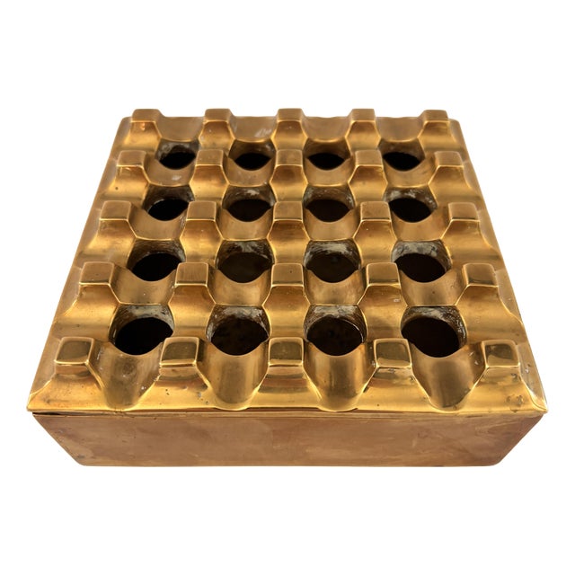 Vintage Ultima 15 Ashtray in Brass by Holger Bäckström and Bo Ljungberg, 1970s For Sale