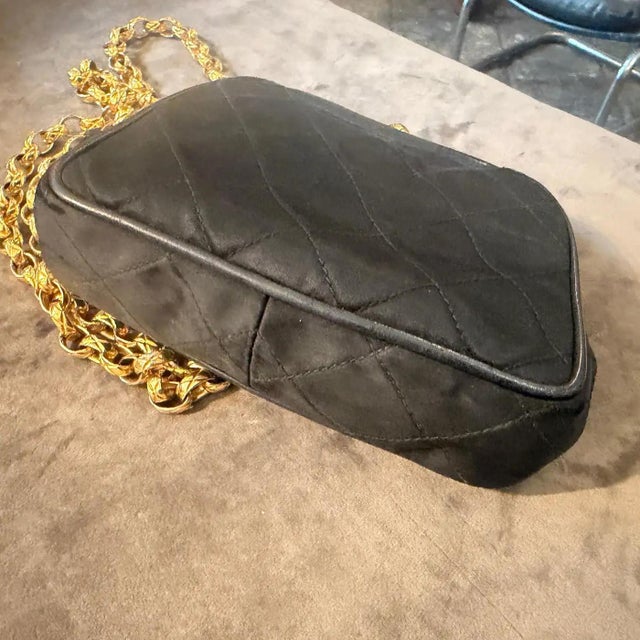 Contemporary A Rare 1990s Black Satin Silk Evening Bag by Chanel For Sale - Image 3 of 17