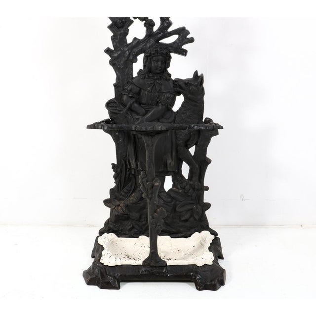 Black 19th Century Cast Iron Red Riding Hood & the Wolf Porte Manteau or Hall Stand, 1890s For Sale - Image 8 of 15