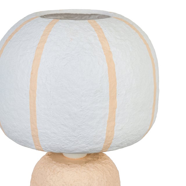 Margate Peach Cotton Mache Table Lamp For Sale - Image 4 of 6