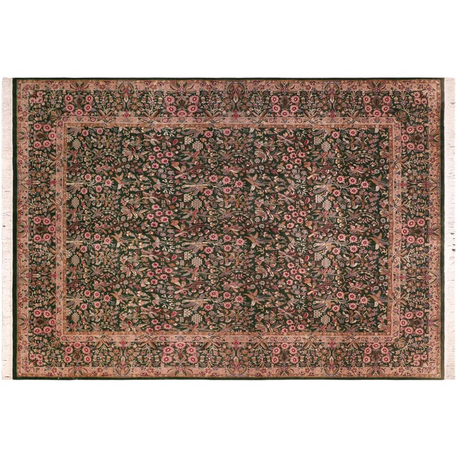Floral 1990's Pak-Persian Green/Gold Wool Rug - 8'1'' X 10'3'' For Sale - Image 9 of 9