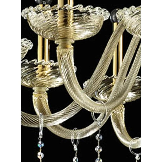 Gold Ornate Imperial Venetian Chandelier with Gold Curled Murano Glass by Simoeng for Simoeng For Sale - Image 8 of 9