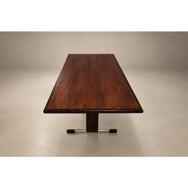 Extendible Brazilian Modern Dining Table in Rosewood with Chrome Details, Att. to Jorge Zalszupin, Brazil, 1960s For Sale - Image 4 of 17