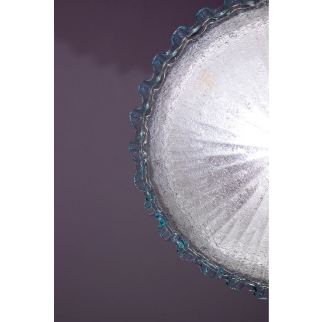 Metal Italian Blue Glass Ceiling Fixture by Barovier & Toso, Murano, 1960 For Sale - Image 7 of 12