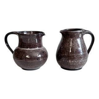 Handmade Ceramic Art Jugs from Serocka, Germany, 1970s, Set of 2 For Sale
