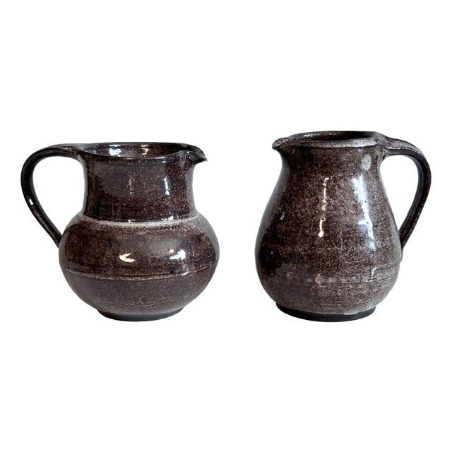 Handmade Ceramic Art Jugs from Serocka, Germany, 1970s, Set of 2 For Sale