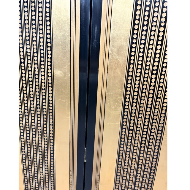 Striking Six-Panel Art Deco Carved Black Lacquer and Gilt Screen For Sale - Image 14 of 16