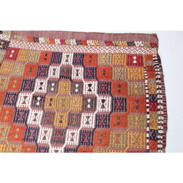 1940s Handmade Flatweave Multi Color Tones Vintage Cicim Kilim For Sale - Image 11 of 11