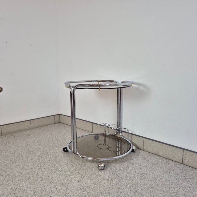 Mid-Century Chrome and Glass Bar Cart, 1970s, 1960s For Sale - Image 4 of 11