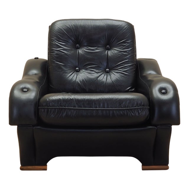 Italian Black Armchair, 1980s For Sale