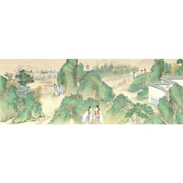 36" * H96"/Panel* 4ps, Chinese Traditional Gongbi Blue-Green Landscape Wallpaper, 4 Panels For Sale - Image 4 of 8