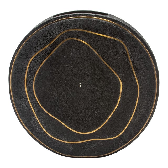 Modern Vase in Shagreen With Brass Details by R&y Augousti For Sale