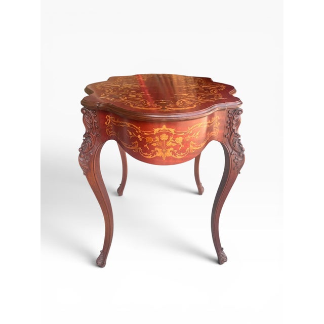 Vintage Rococo Style Printed Marquetry Accent Table For Sale In Boston - Image 6 of 16