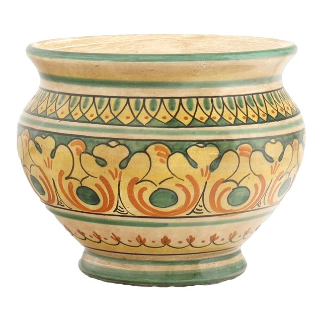 Midcentury Italian Faience Cache Pot For Sale