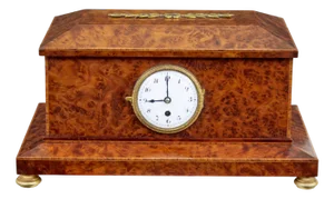 Early 20th Century Burr Yew Desktop Box with Clock, 1920s