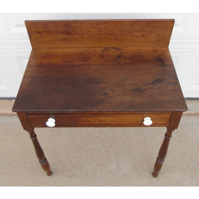 1875 American Single Drawer Wash Stand Writing Desk Work Table For Sale - Image 6 of 18