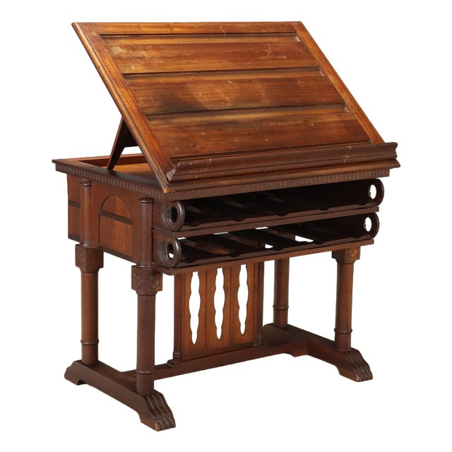 Large Late 19th Century Walnut Library Lectern, Italy For Sale