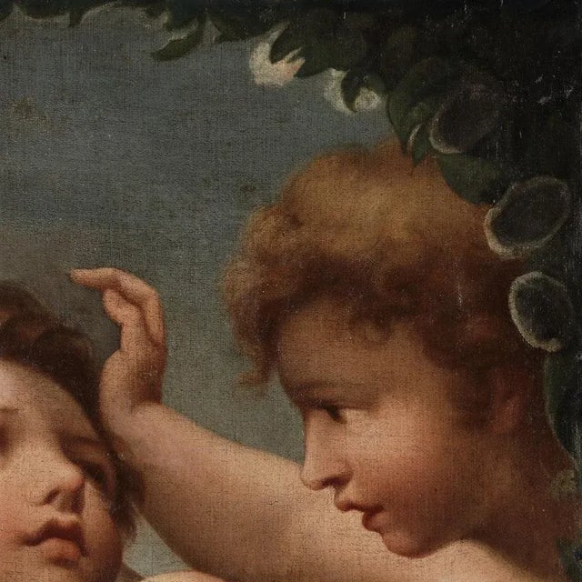 Wood 17th-Century Painting of Putti Playing With a Ball For Sale - Image 7 of 13