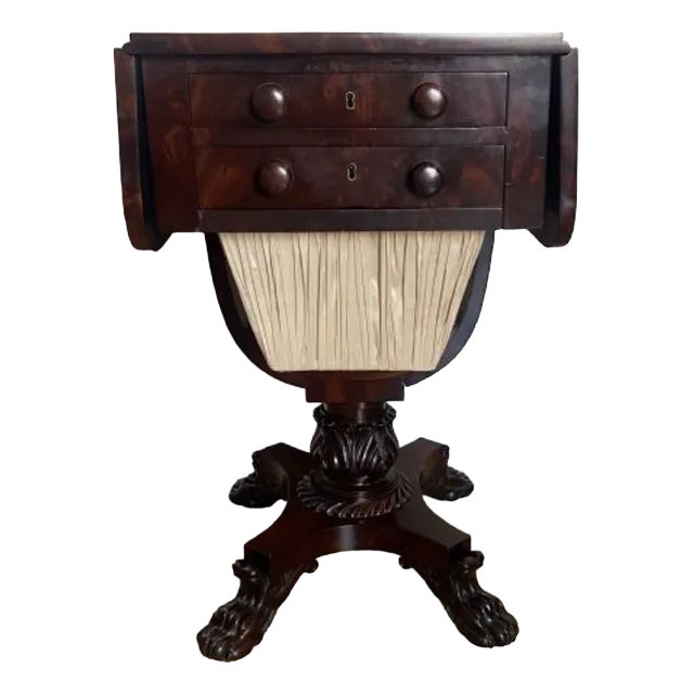 Antique Regency Figured Mahogany Sewing Table, 1800s For Sale