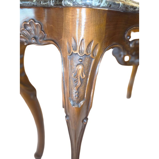 Gemstone Late 20th Century Sherrill Made in Italy Carved Wood & Marble Console Table For Sale - Image 7 of 10