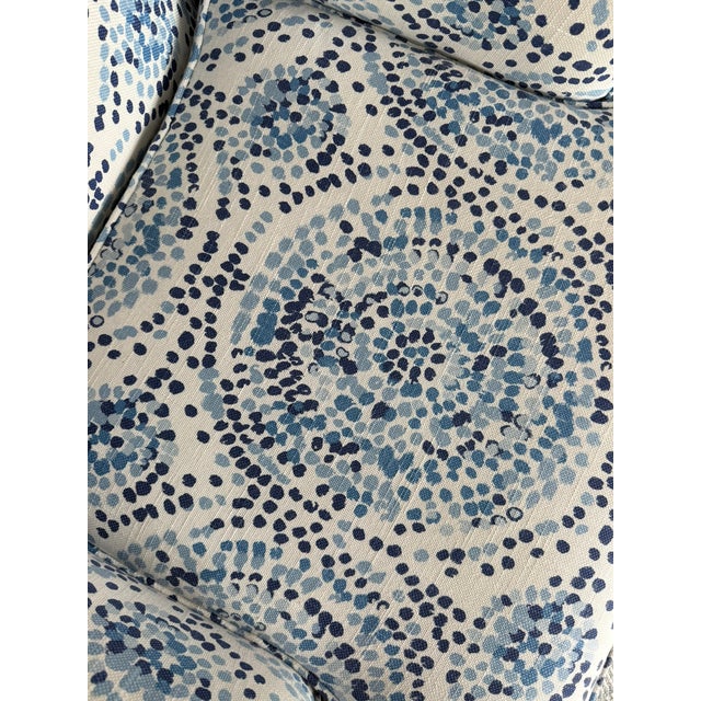 Abstract Blue & White Swivel Chairs- Set of 2 For Sale - Image 3 of 8