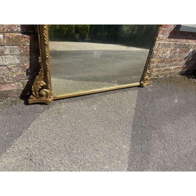 Large Antique 19th Century English Gilt Arched Top Overmantle Mirror For Sale - Image 4 of 8