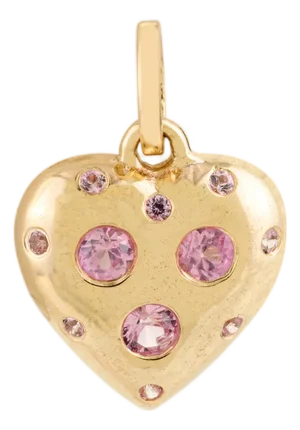 14k Solid Gold Pink Sapphire Heart Pendant for Her