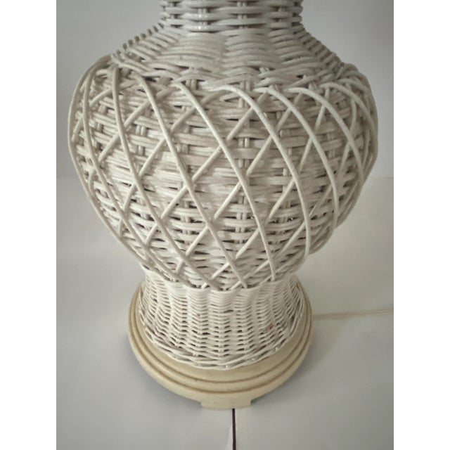 Shabby Chic Vintage Wicker Table Lamp For Sale - Image 3 of 5