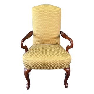 Late 20th Century Traditional Gold Upholstered Arm Chair For Sale