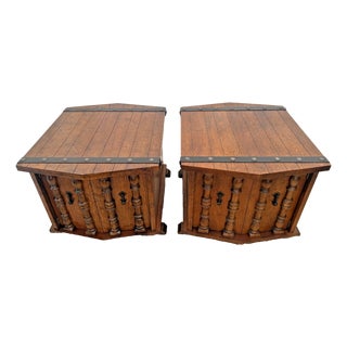 1960s Lane Furniture Cabinets, Side Tables Set, Rustic Spanish Revival, Mediterranean, 2 Pieces For Sale