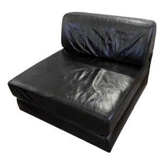 Large Black Leather Modular Lounge Chair in the style of de Sede, 1970s For Sale