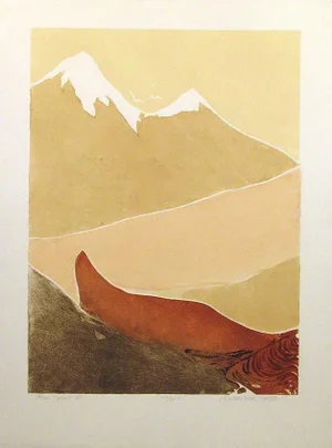 1979 "Free Spirit I" Minimalist Landscape Intaglio Etching by Lin Carte Anderson