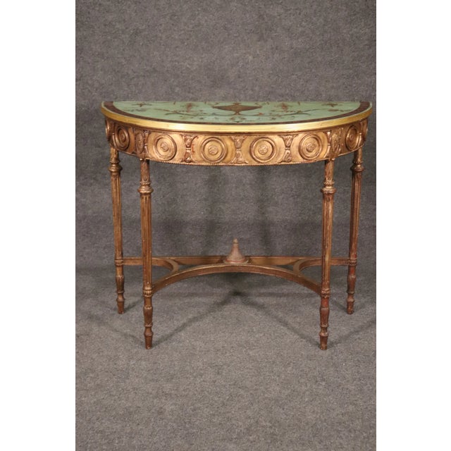 Paint Decorated Gilded Adams Demilune Console Table, Circa 1890 For Sale - Image 13 of 13
