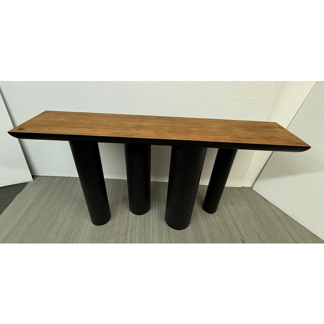 2010s Crate & Barrel Bomen Console Table, Flakey Oak Wood For Sale - Image 5 of 14
