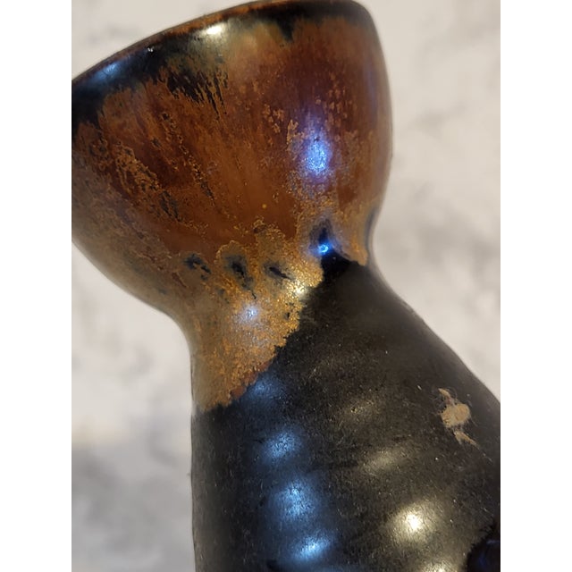 Chestnut 1990s Japanese Studio Pottery Saki Vessel For Sale - Image 8 of 13
