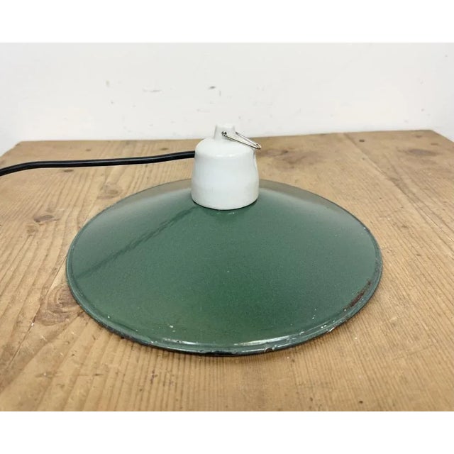 Industrial Green Enamel Pendant Light, 1970s For Sale - Image 9 of 12