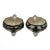 Antique Edwardian Lenox Porcelain & Lunt Sterling Silver Overlay Master Salt Cellars With "Monticello" Spoons - A Pair For Sale