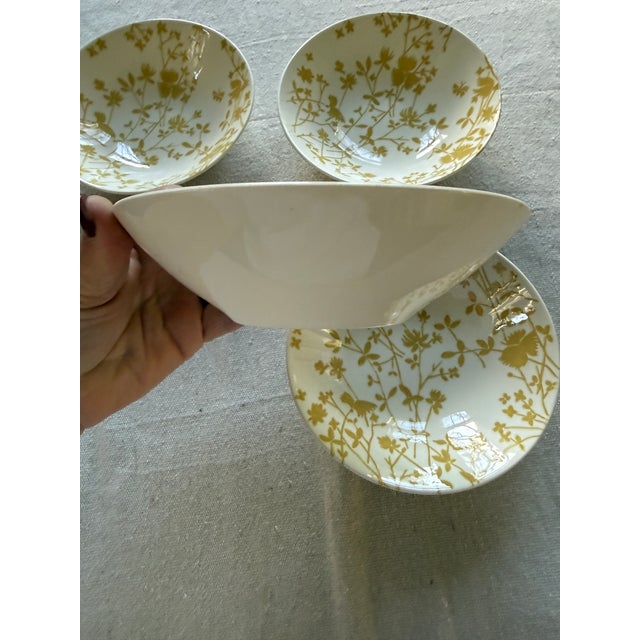 Beautiful set of four vintage Sheffield Ironstone small bowls in the Golden Meadow pattern. These bowls feature a soft...