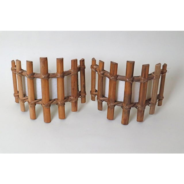 Antique Bamboo Wall Sconces in the style of Louis Sognot, 1960s, Set of 2 For Sale - Image 9 of 16