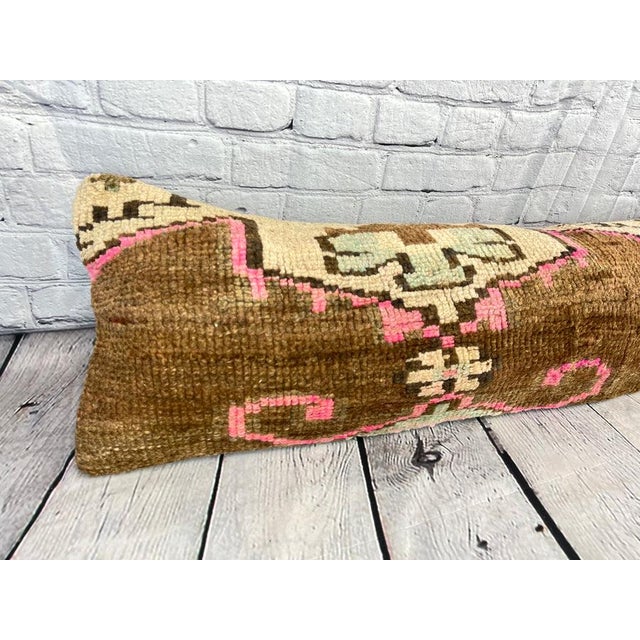 Turkish 12 x 46 Lumbar Rug Pillow Bosporus Whispering Turkish Pillow Cushion Cover For Sale - Image 3 of 4