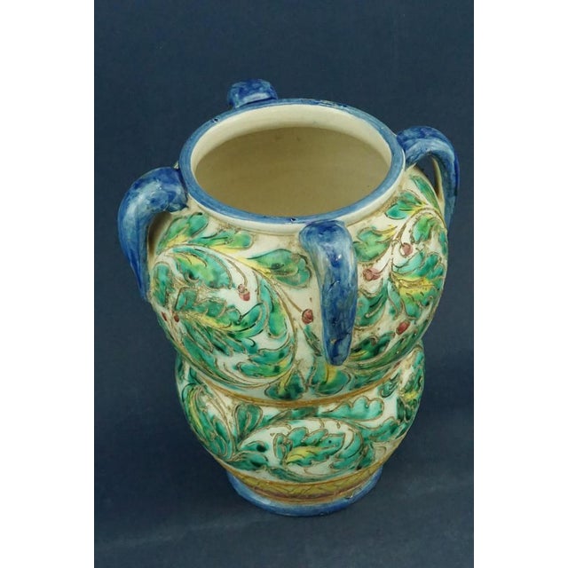 Green Antique Ceramic Vase with Handles from Fratelli Fanciullacci, 1890s For Sale - Image 8 of 18