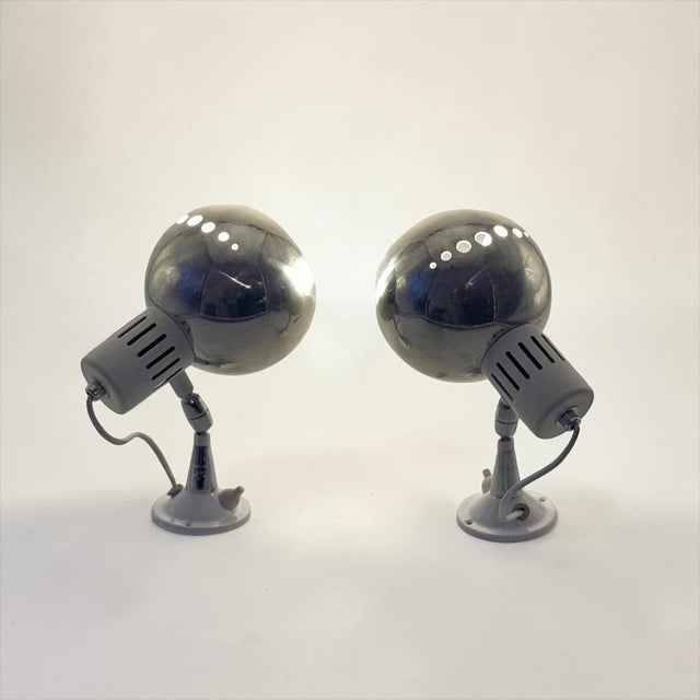 1970s Space Age Chrome Eyeball Wall Lamps, 1970s, Set of 2 For Sale - Image 5 of 14